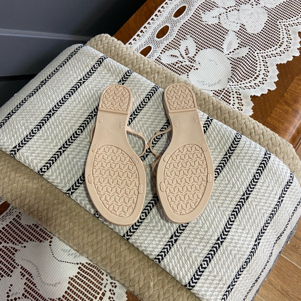 Studded Beige Jelly Sandals - Picture 4 of 6